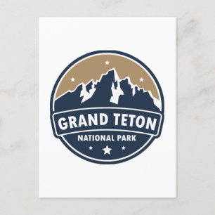 Grand Teton National Park Round Emblem Vykort