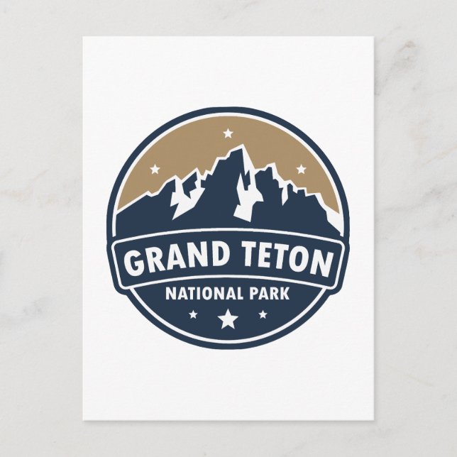 Grand Teton National Park Round Emblem Vykort (Framsida)