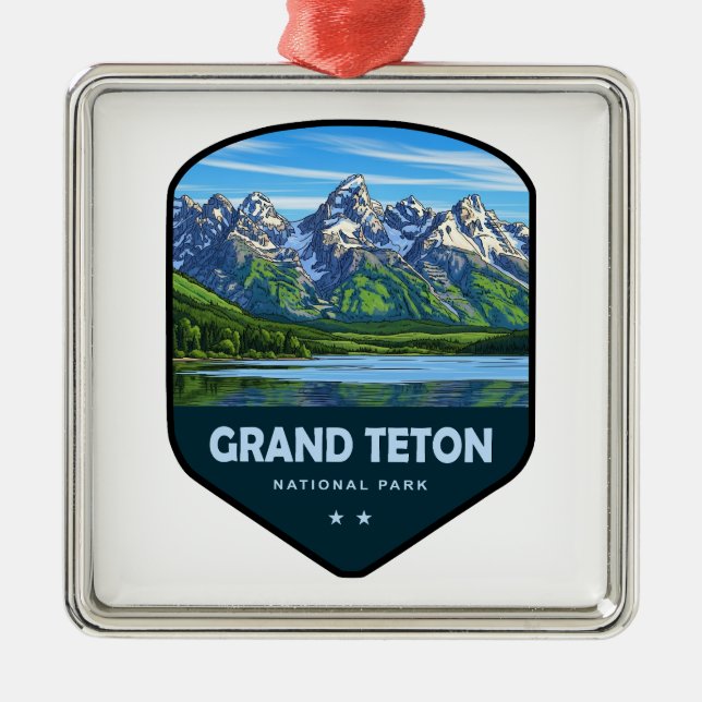 Grand Teton National Park Shield Julgransprydnad Metall (Framsidan)