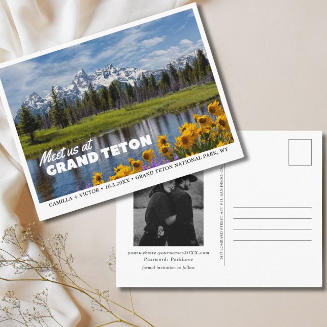Grand Teton National Park Spara datum Postkort Vykort (Grand Teton National Park Save the Date Postcard)