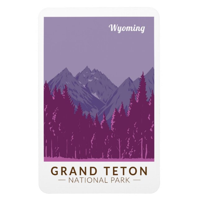 Grand Teton National Park Teton Range Travel Art Magnet (Vertikal)