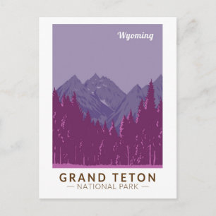 Grand Teton National Park Teton Range Travel Art Vykort