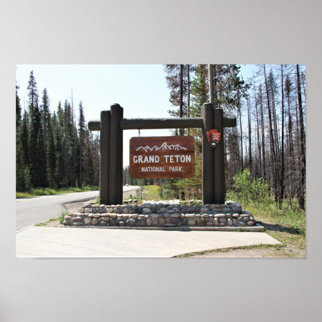 Grand Teton National Park, US National Park, Sign Poster (Framsidan)
