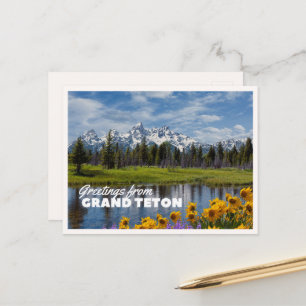 Grand Teton National Park Vårblomma Reflexion Vykort