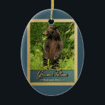 Grand Teton National Park Vintage Bear Julgransprydnad Keramik<br><div class="desc">Bilden av nationalparken vintage resor Grand Teton med en svart björn som står på dess baksida ben,  tittar i grönten.</div>