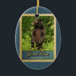 Grand Teton National Park Vintage Bear Julgransprydnad Keramik<br><div class="desc">Bilden av nationalparken vintage resor Grand Teton med en svart björn som står på dess baksida ben,  tittar i grönten.</div>