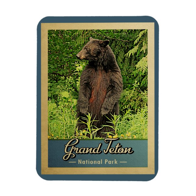 Grand Teton National Park Vintage Bear Magnet (Vertikal)