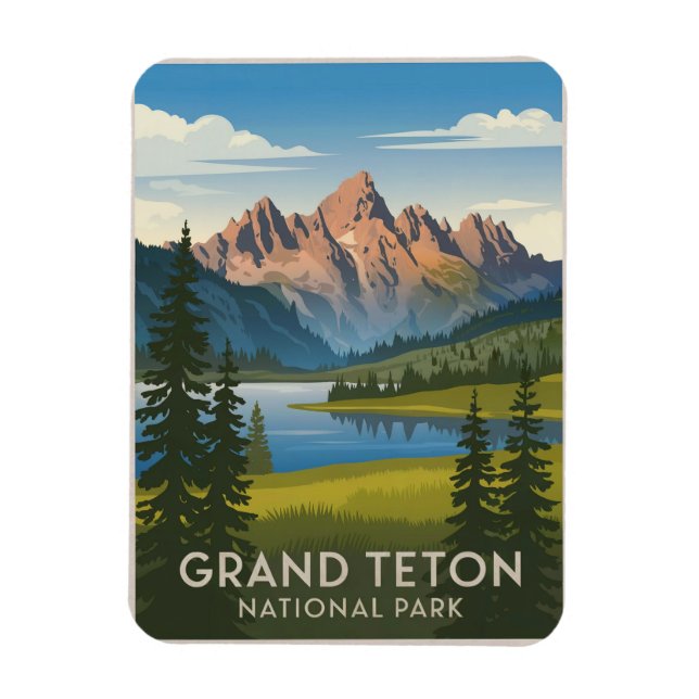 Grand Teton National Park Vintage Magnet (Vertikal)