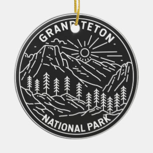 Grand Teton National Park Vintage Monoline Julgransprydnad Keramik
