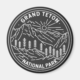 Grand Teton National Park Vintage Monoline Magnet