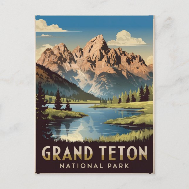 Grand Teton National Park Vintage Vykort (Framsida)