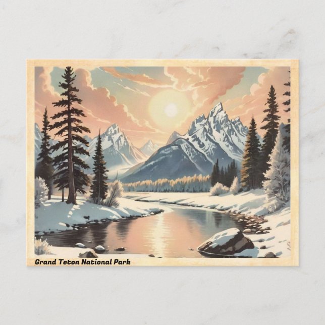 Grand Teton National Park Vintage Vykort (Framsida)