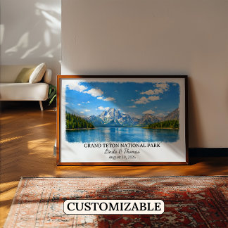 Grand Teton National Park Wyoming, Akvarell Poster