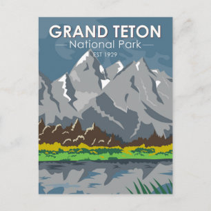 Grand Teton National Park Wyoming Retro Vykort