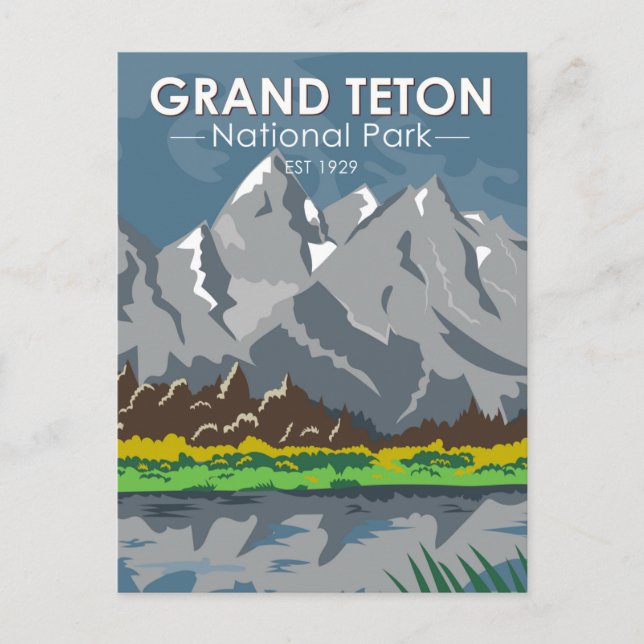 Grand Teton National Park Wyoming Retro Vykort (Framsida)
