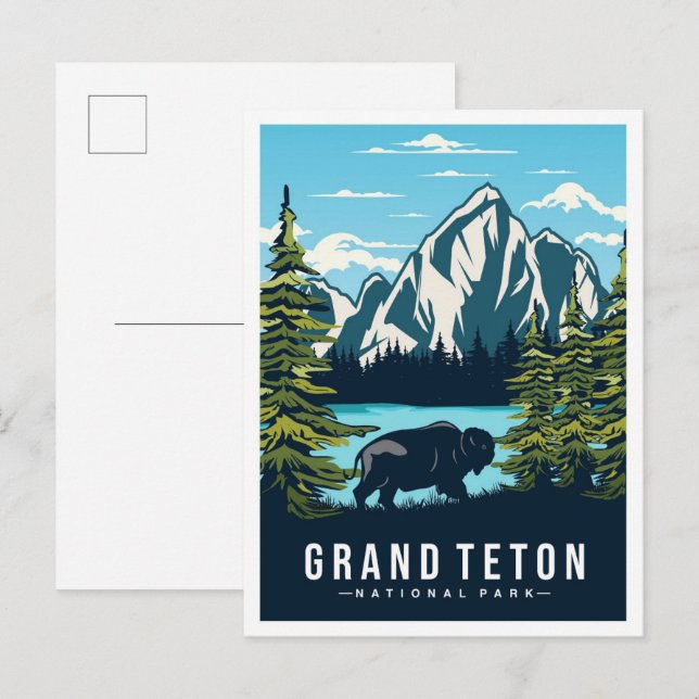Grand Teton National Park Wyoming USA Travel Vykort (Fram/baksida)