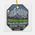 Grand Teton National Park Wyoming Vintage Julgransprydnad Keramik<br><div class="desc">Stor Teton-vektorteckningsdesign. Parken omfattar de största topparna i Teton-området och de flesta av de norra delarna av dalen som går under namnet Jackson Hål.</div>