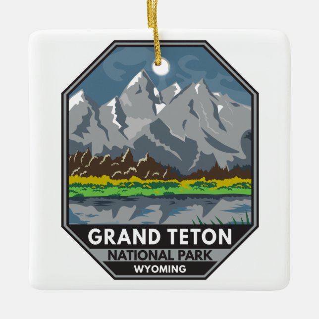 Grand Teton National Park Wyoming Vintage Julgransprydnad Keramik (Framsida)
