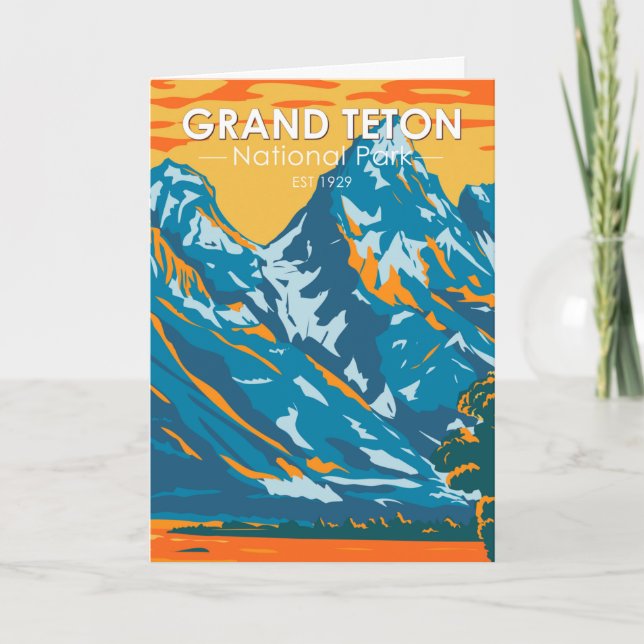 Grand Teton National Park Wyoming Vintage Kort (Framsida)
