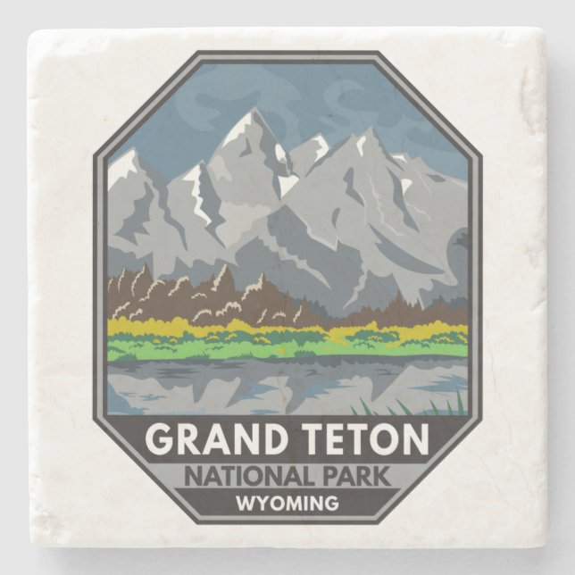 Grand Teton National Park Wyoming Vintage Stenunderlägg (Framsidan)