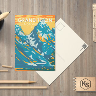 Grand Teton National Park Wyoming Vintage Vykort
