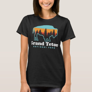 Grand Teton nationalpark Bison Retro Wyoming T Shirt