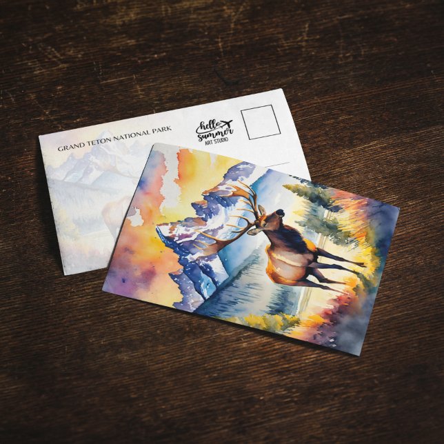 Grand Teton nationalpark Elk Wyoming-vykort Inbjudningar (Skapare uppladdad)