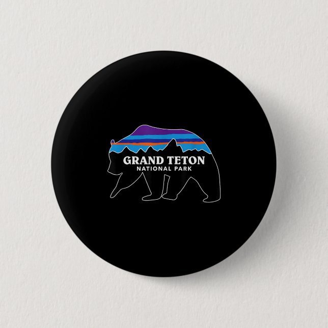Grand teton nationalpark grisbjörn minimalistisk knapp (Framsida)