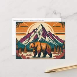 Grand Teton nationalpark Grizzly Retro Painting Vykort