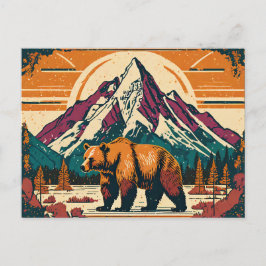 Grand Teton nationalpark Grizzly Retro Painting Vykort
