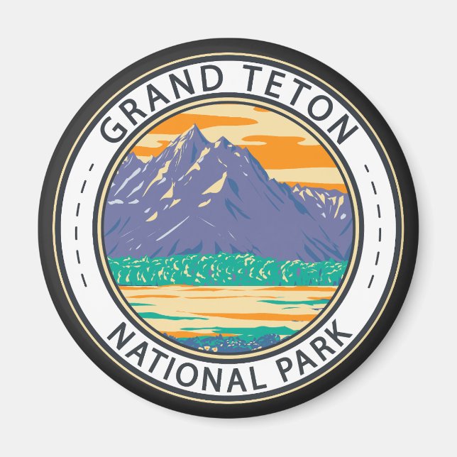 Grand Teton nationalpark i Vår Badge Magnet (Framsidan)