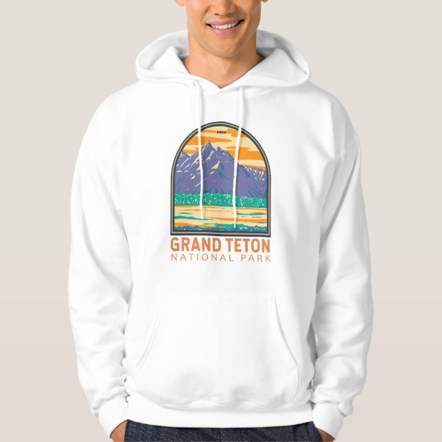 Grand Teton nationalpark i Vår Vintage Hoodie (Framsida)