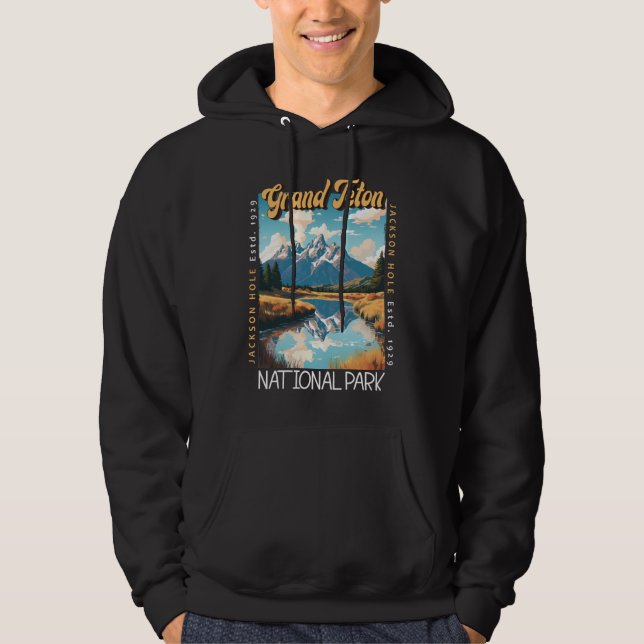 Grand Teton nationalpark Jackson Hål Distress Hoodie (Framsida)