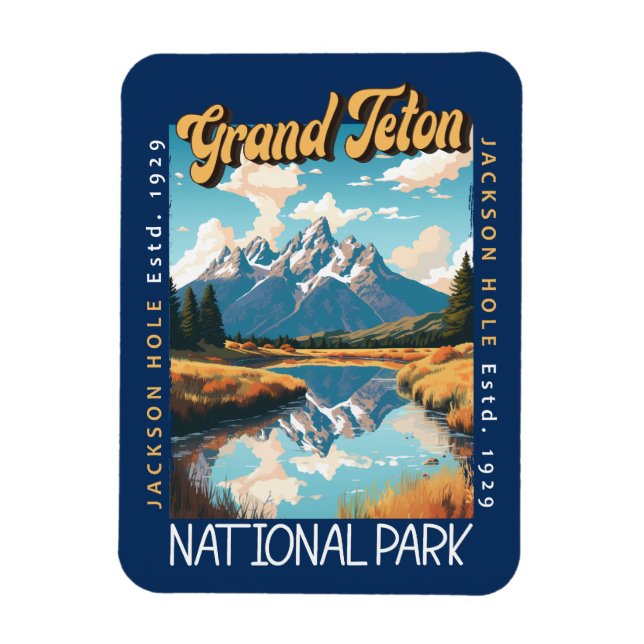 Grand Teton nationalpark Jackson Hål Distress Magnet (Vertikal)