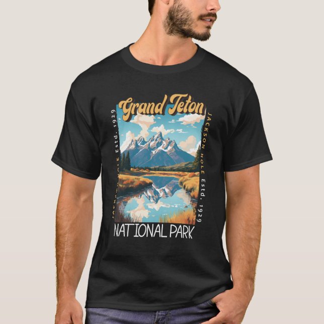 Grand Teton nationalpark Jackson Hål Distress T Shirt (Framsida)