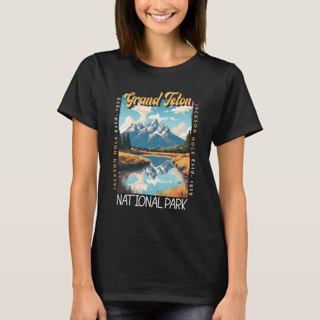 Grand Teton nationalpark Jackson Hål Distress T Shirt (Framsida)