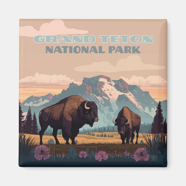 Grand Teton nationalpark Jackson Wyoming Mountain Magnet (Framsidan)