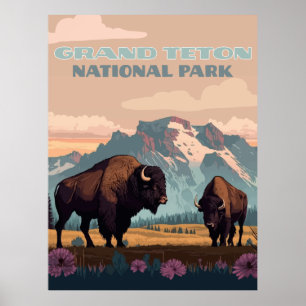 Grand Teton nationalpark Jackson Wyoming Mountain Poster