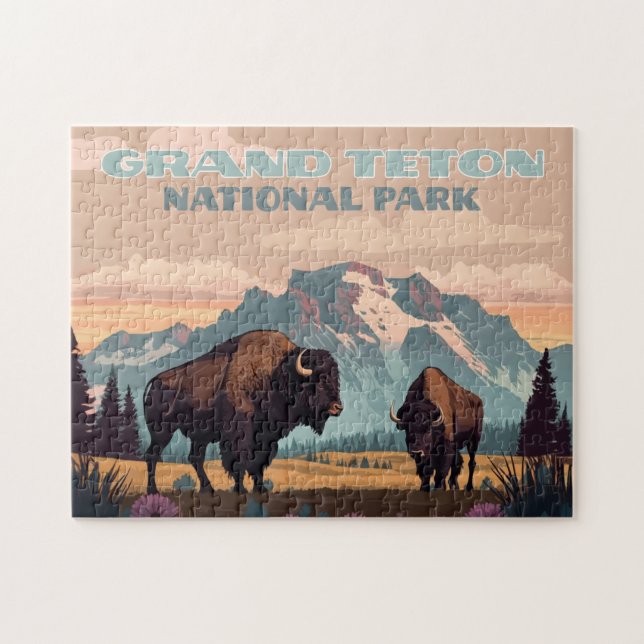 Grand Teton nationalpark Jackson Wyoming Mountain Pussel (Horisontell)