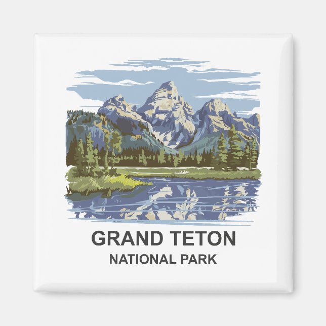 Grand Teton nationalpark liggande Magnet (Framsidan)