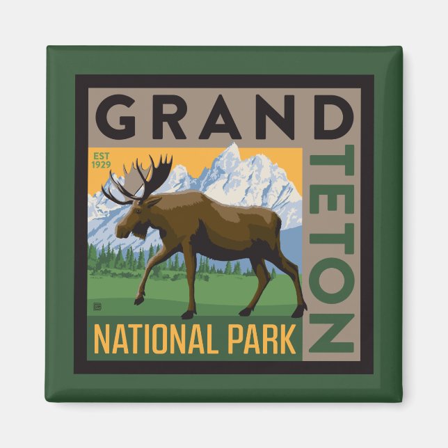 Grand Teton nationalpark Moose Magnet (Framsidan)