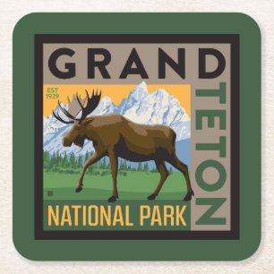 Grand Teton nationalpark Moose Underlägg Papper Kvadrat