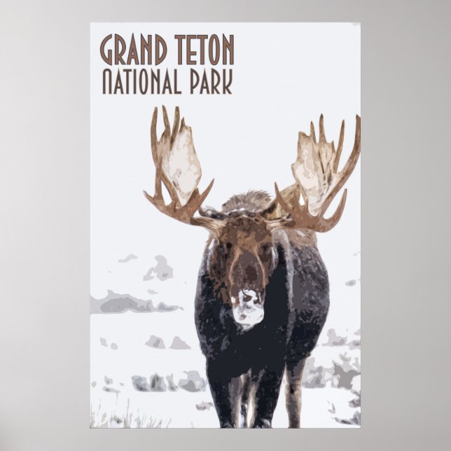 Grand Teton nationalpark Moose Vintage affisch (Framsidan)