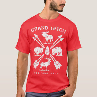 Grand Teton nationalpark och Moose Bear Buffalo E T Shirt