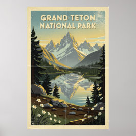 Grand Teton nationalpark Retro Poster