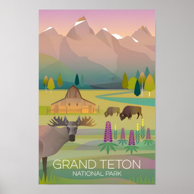 Grand Teton Nationalpark tryck (Framsidan)