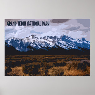Grand Teton nationalpark Vintage affisch