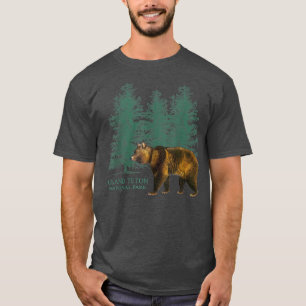 Grand Teton nationalpark Wyoming Bear Träd Retro T Shirt