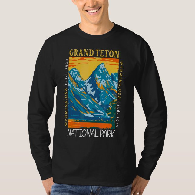 Grand Teton nationalpark Wyoming Distress Vinta T Shirt (Framsida)