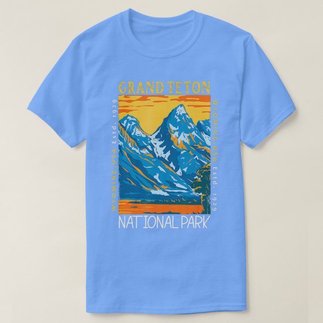 Grand Teton nationalpark Wyoming Distress Vinta T Shirt (Design framsida)